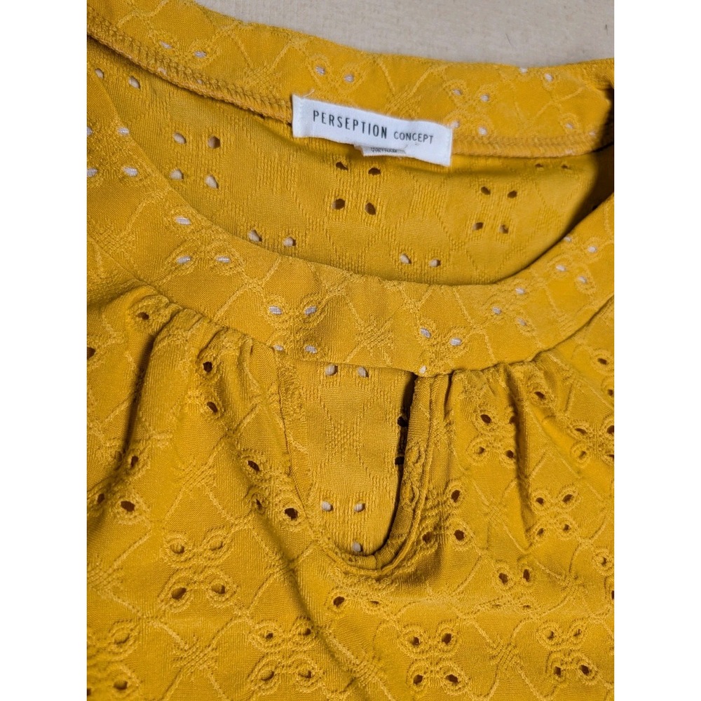 Perseption Concepts Women Tank Size M Mustard 100% Polyester Sleeveless Peekaboo - Picture 6 of 7